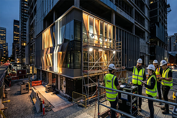On-site mock-up test for facade lighting